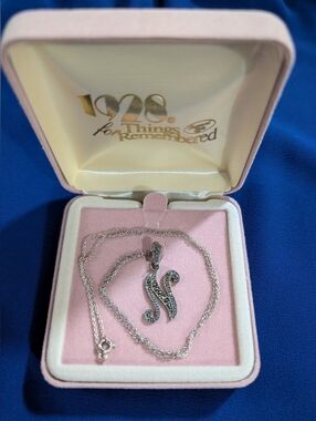Vintage Sterling Silver Script 'N' Pendant Necklace 1928 For Things Remembered